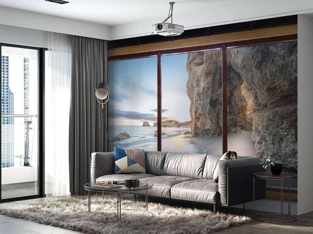 Vue sur la mer avec une crique rocheuse