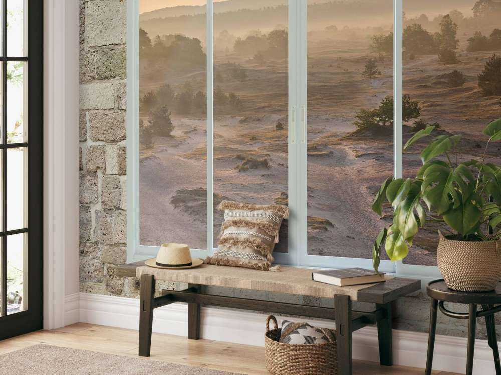 Dune de sable dans la brume du matin