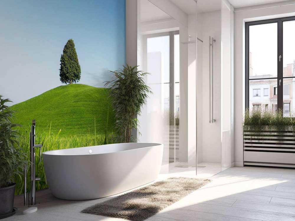 Arbre solitaire sur une colline verte