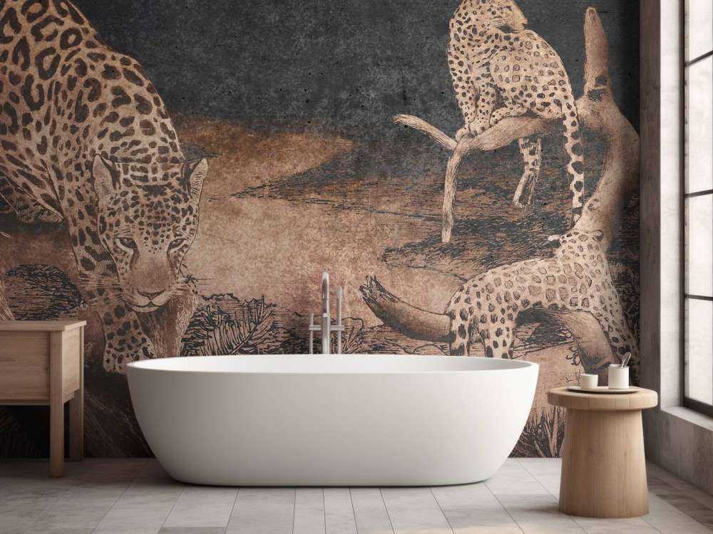 Léopards dans la forêt crépusculaire