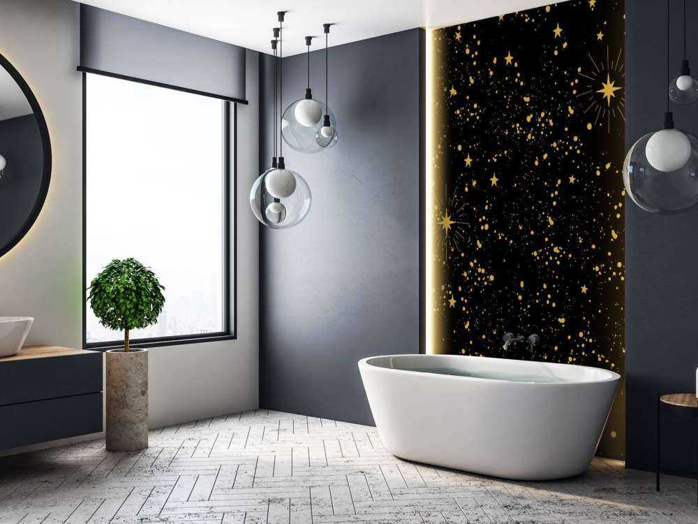 Pluie d'étoiles dorées sur fond noir