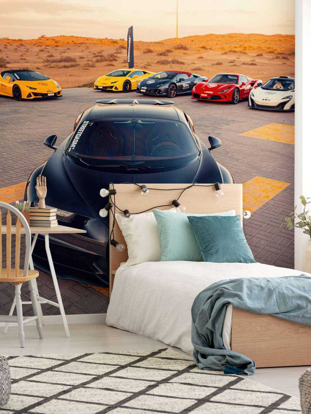 Hypercars au coucher du soleil