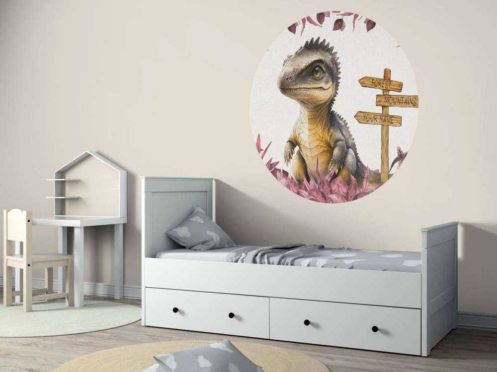 Bébé spinosaure dans la jungle rose