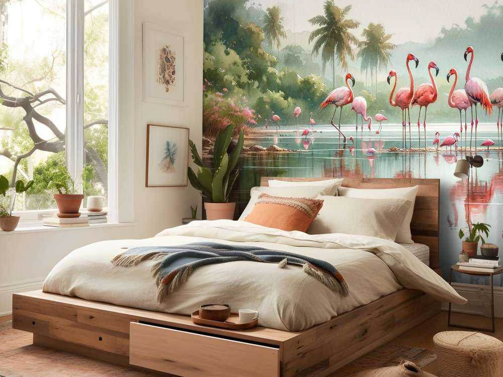 Réflexions matinales des flamants roses