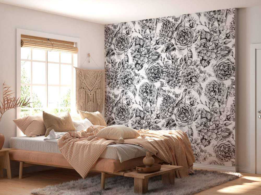 Jardin de Fleurs Noir et Blanc