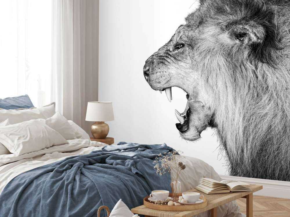 Lion rugissant blanc