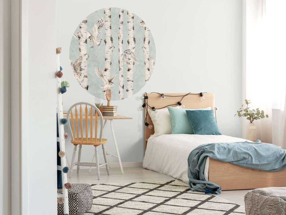 Birch and Owls - Blue - 120