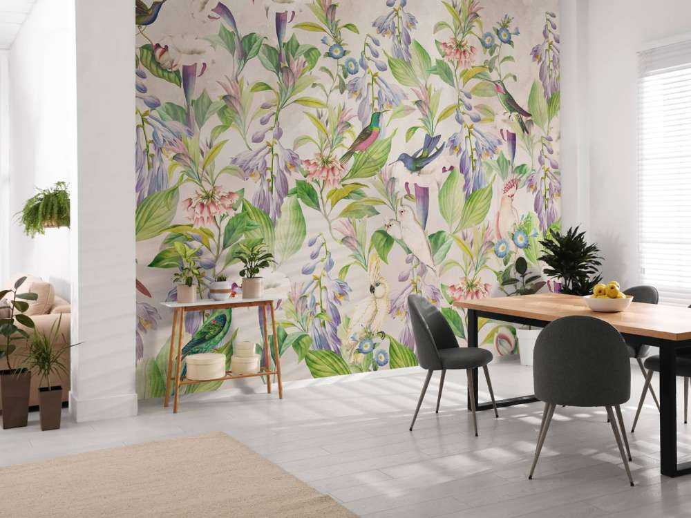 Chant d'oiseaux éthéré en fleurs - Paradis pastel
