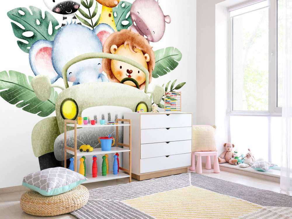 Animaux de safari dans une jeep