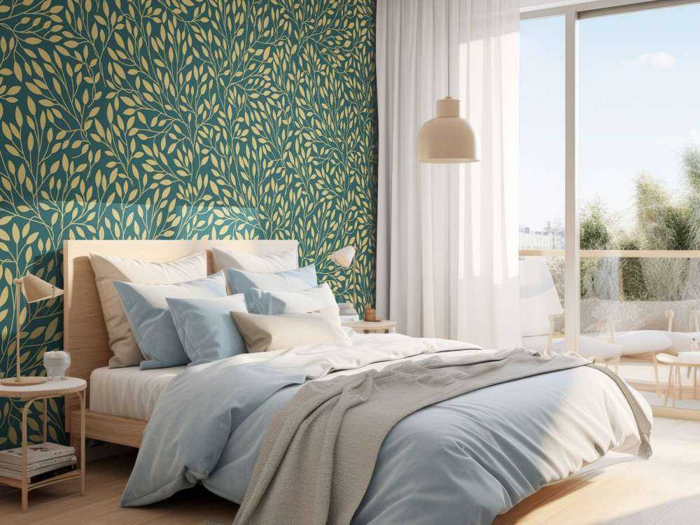 Motif floral de luxe or jaune