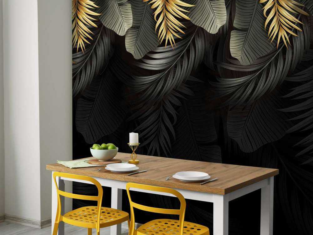 Feuilles sur fond sombre