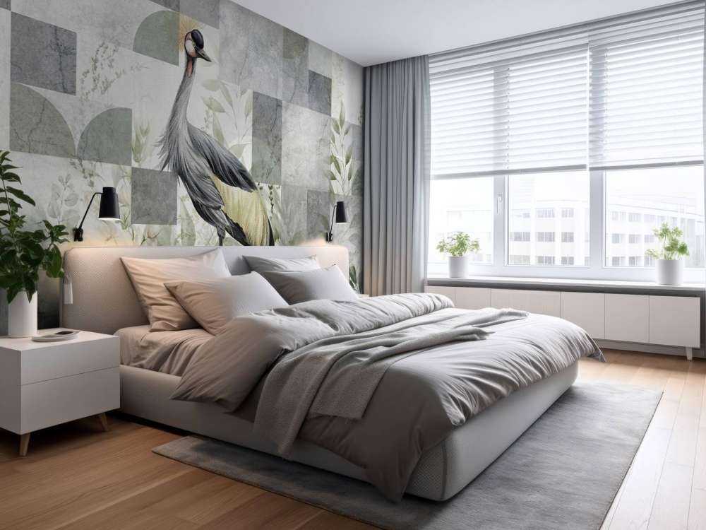 Grue parmi les feuilles