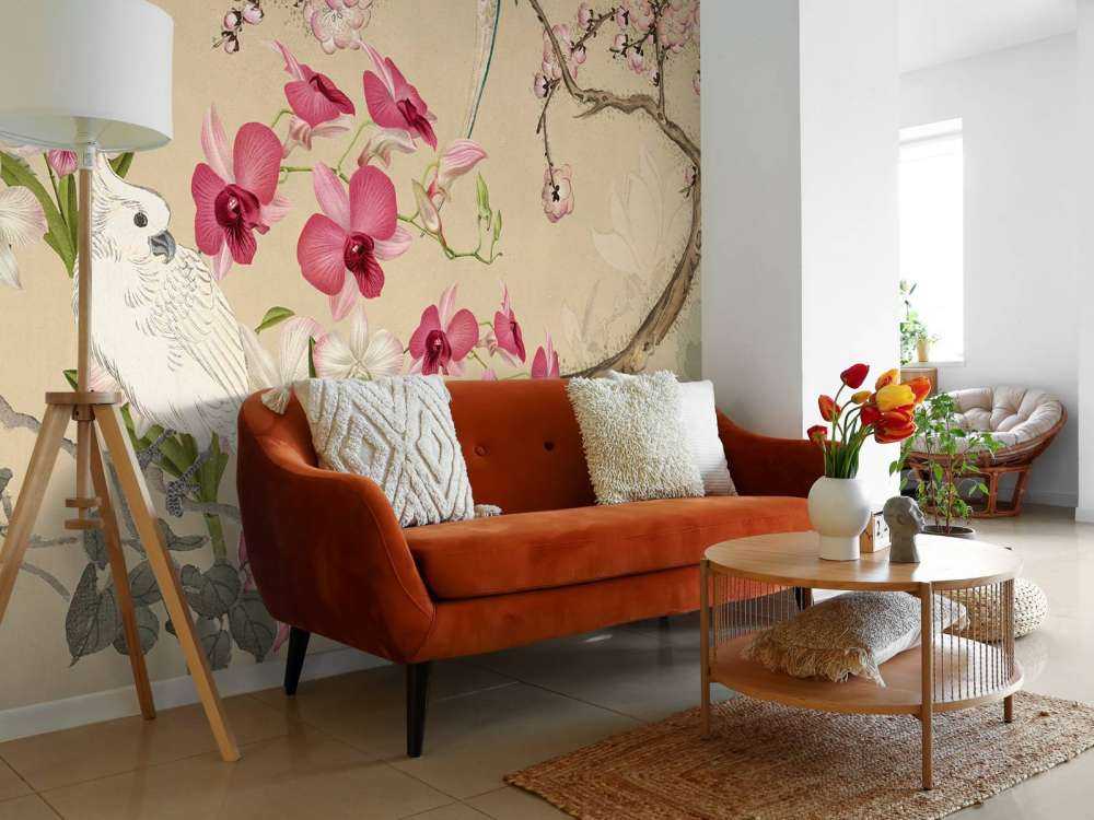 cacatoès chinoiserie florale