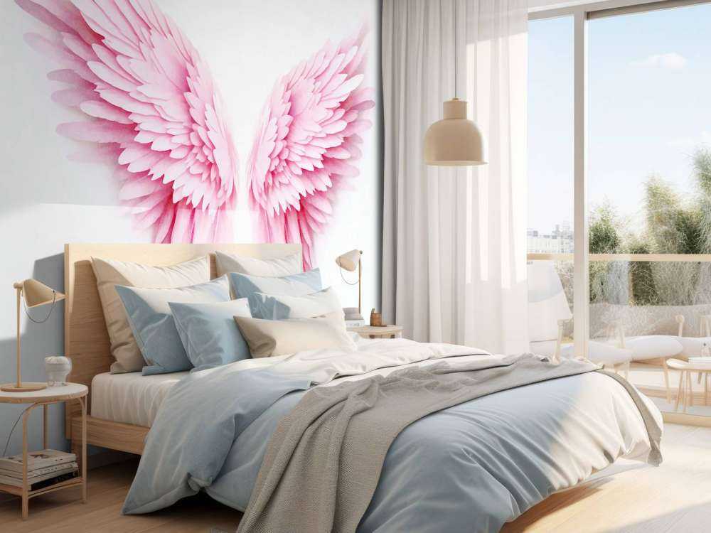 Pink watercolor guardian angel wings