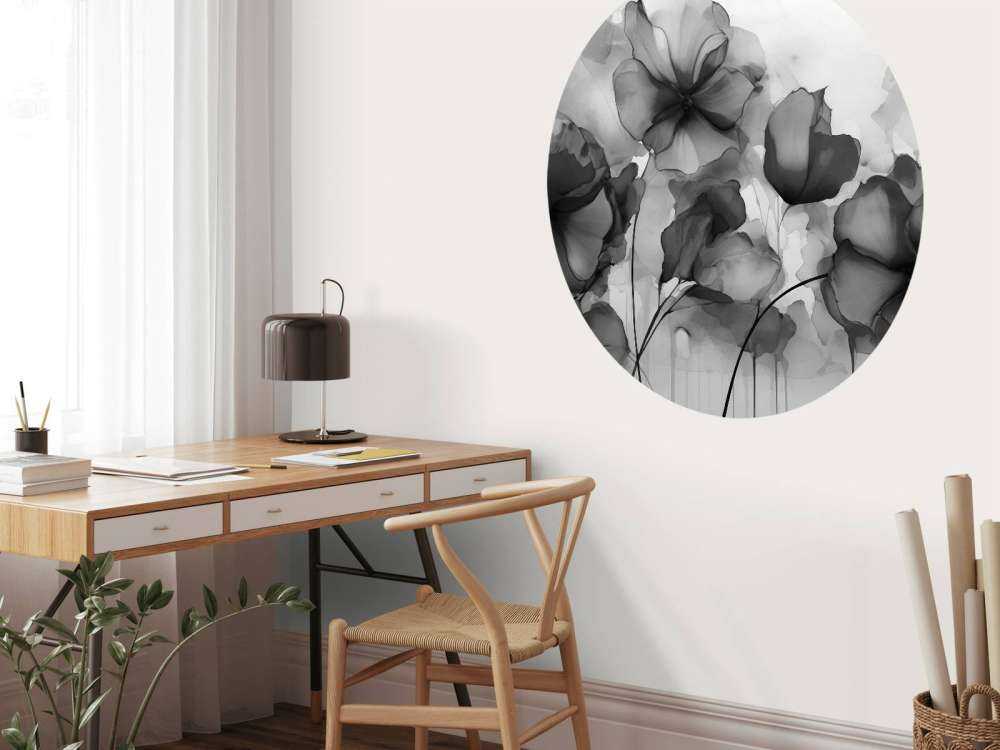 Moody ink flowers grey black