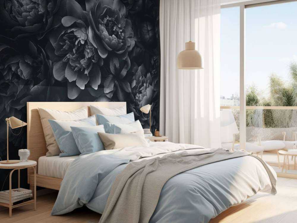 Fleurs opulentes noires et grises