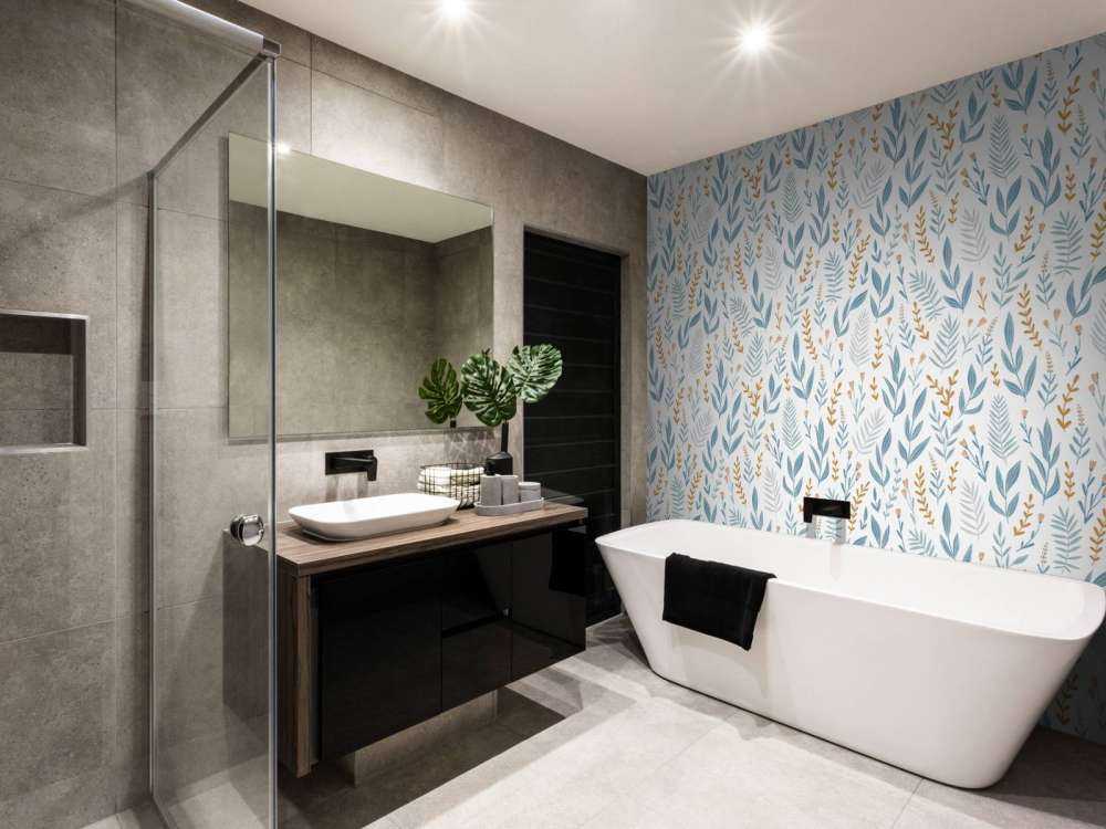 Motif avec feuilles bleues