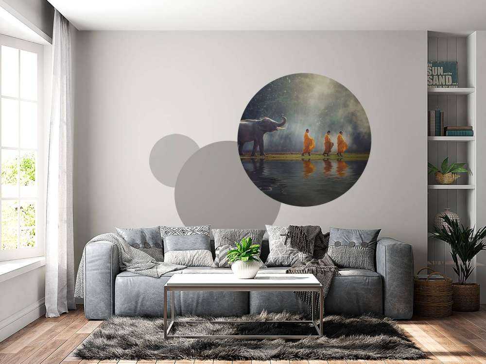 Eléphant et bouddhistes