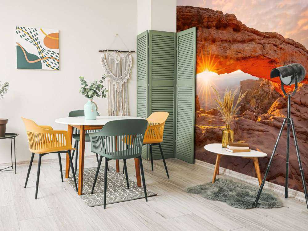 Coucher de soleil sous les rochers