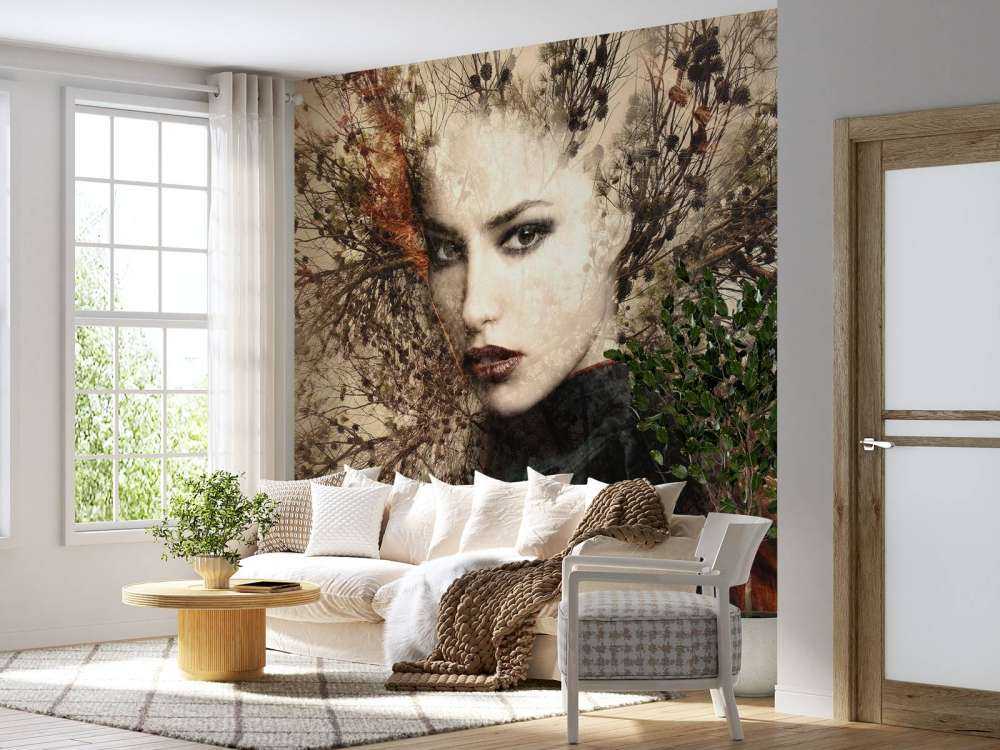 Femme et branches gracieuses