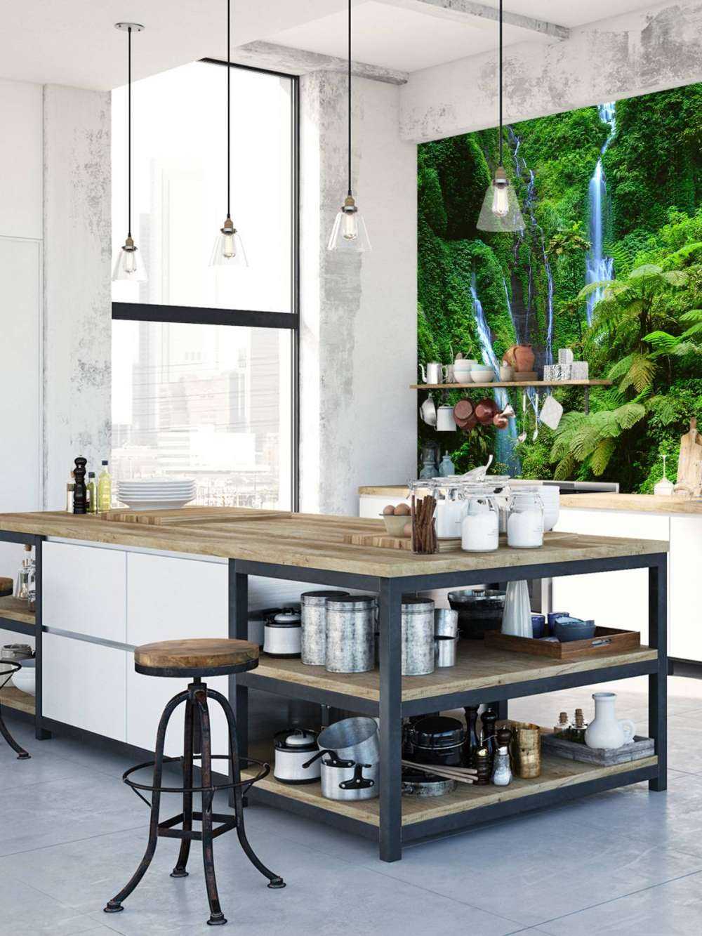 Jungle verte et chutes d'eau