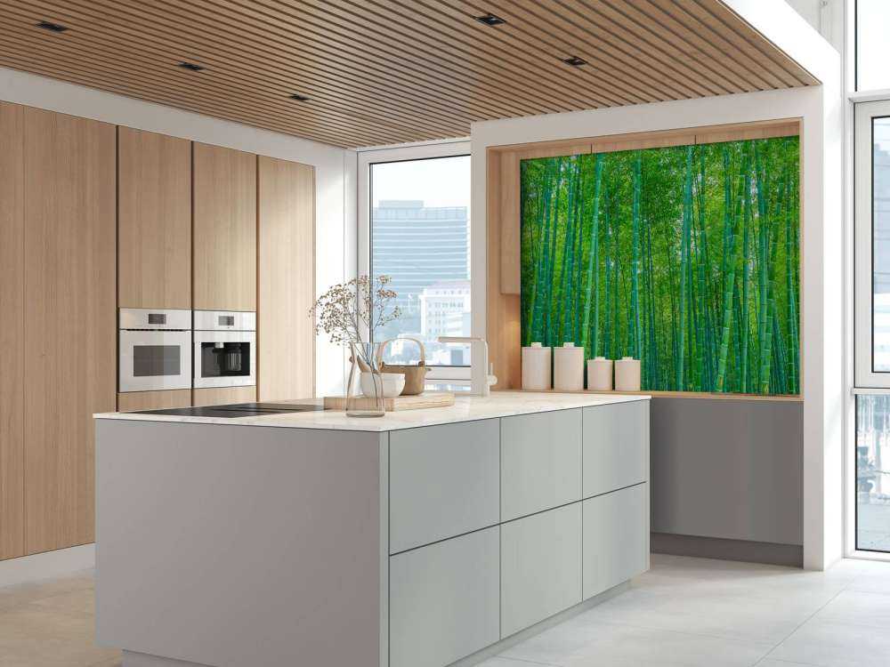 Une forêt verte de bambous