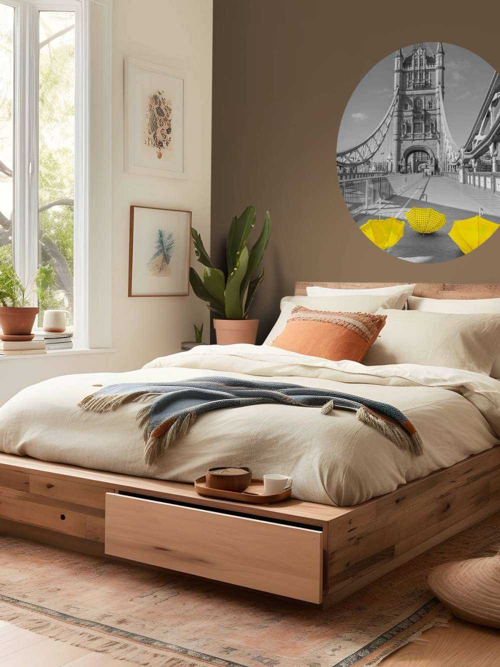 Parapluies jaunes sur le Tower bridge