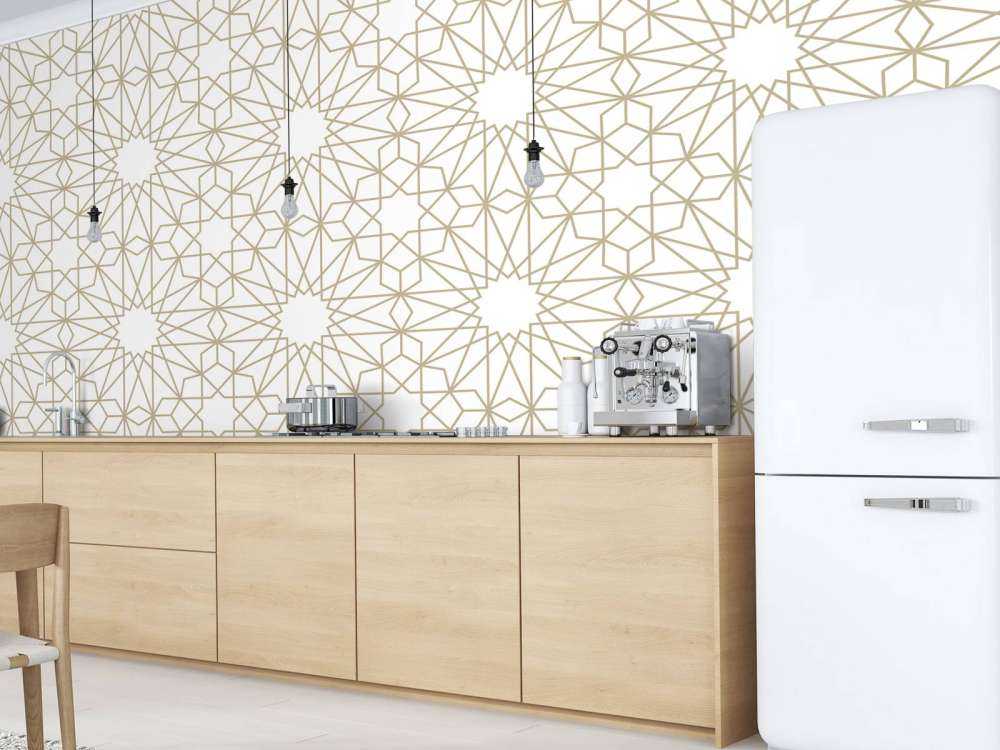 Motif Fleurs géométriques, blanches