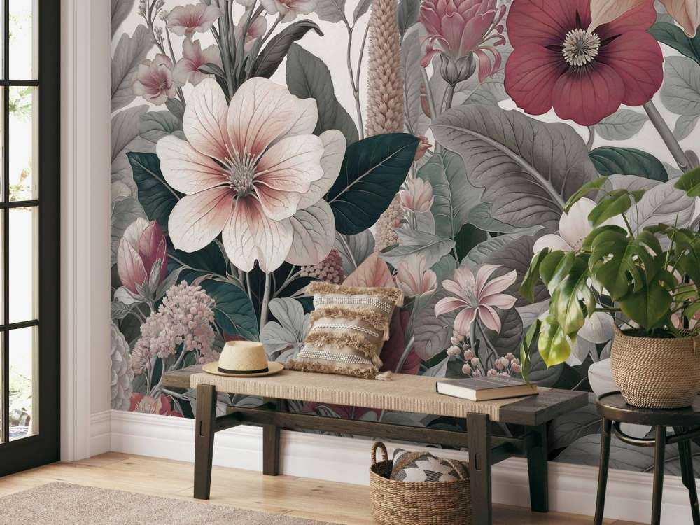 Fleurs artistiques dans des tons terreux doux