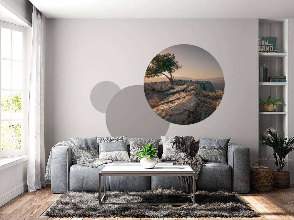 Arbre solitaire sur un paysage rocheux