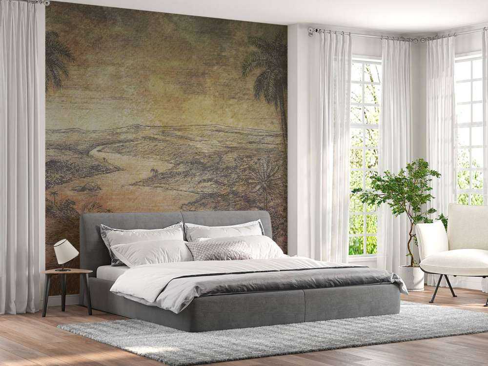 Paysage fluvial tropical au coucher du soleil