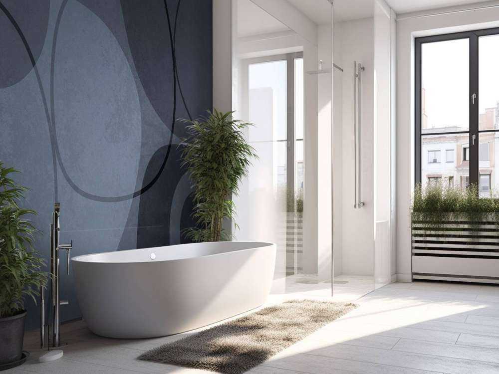 Forme du milieu du siècle et contour N bleu-gris