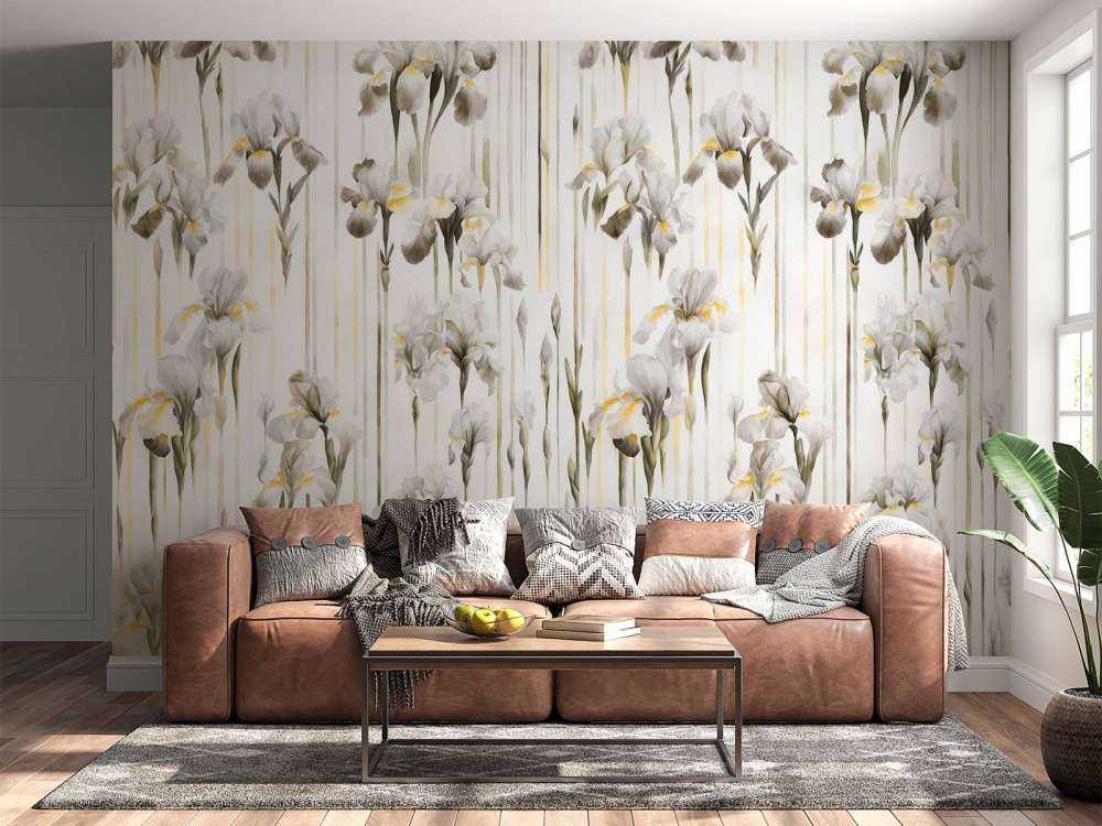 Iris et rayures sépia sans couture