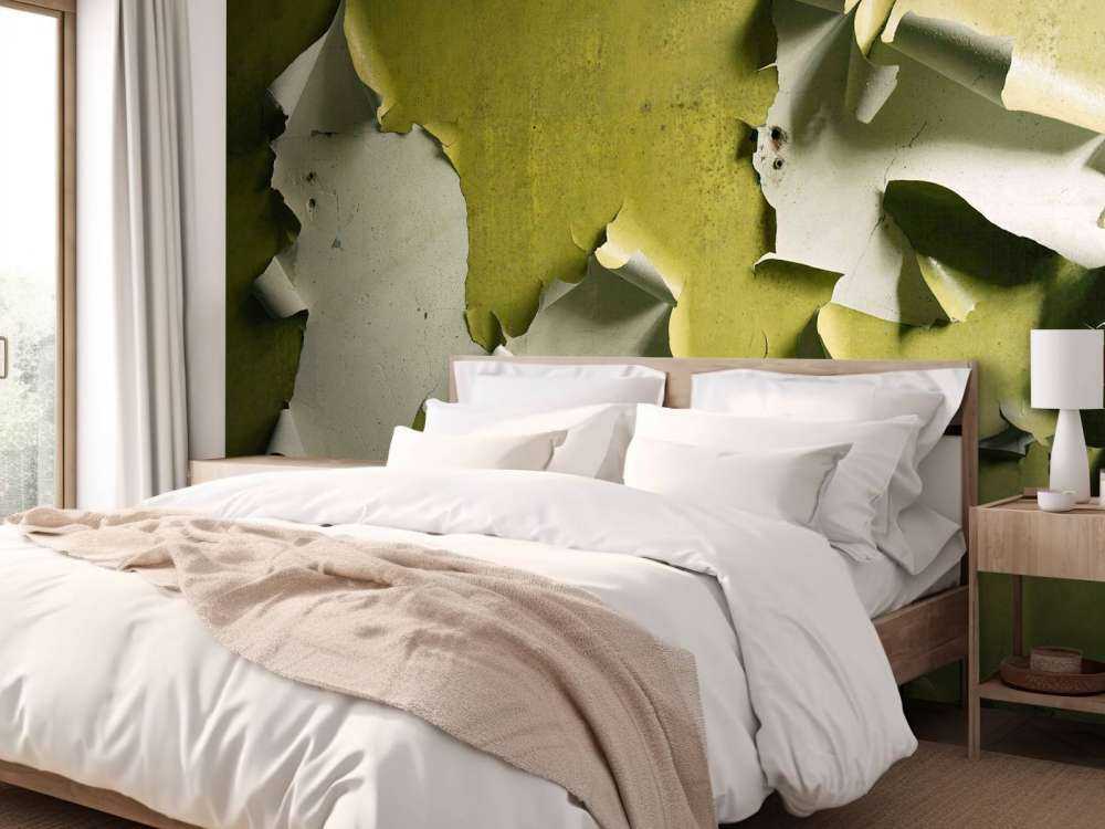 Peinture dégradante sur mur vert