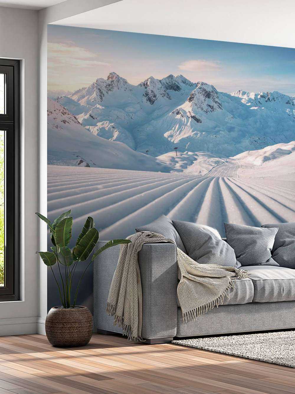 Traces dans la neige de montagne