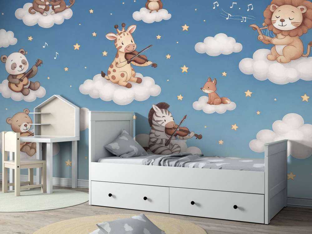 Concert d'oiseaux dans les nuages - bleu