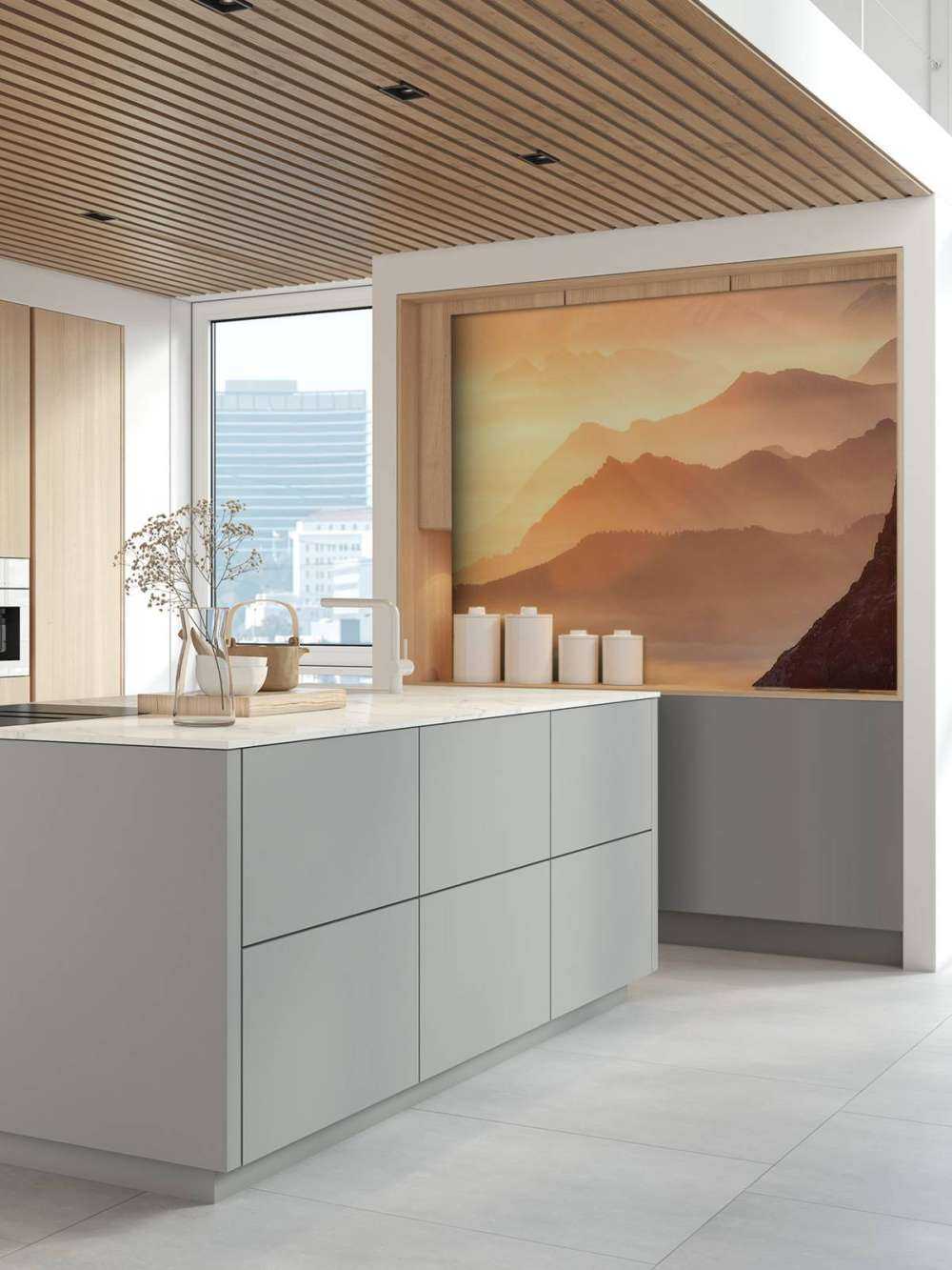 Silhouettes de montagnes en couches au lever du soleil