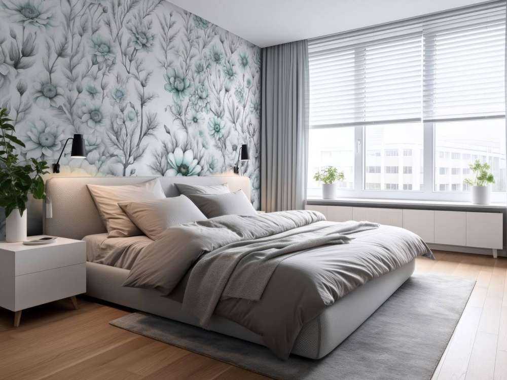 Mur floral romantique - bleu