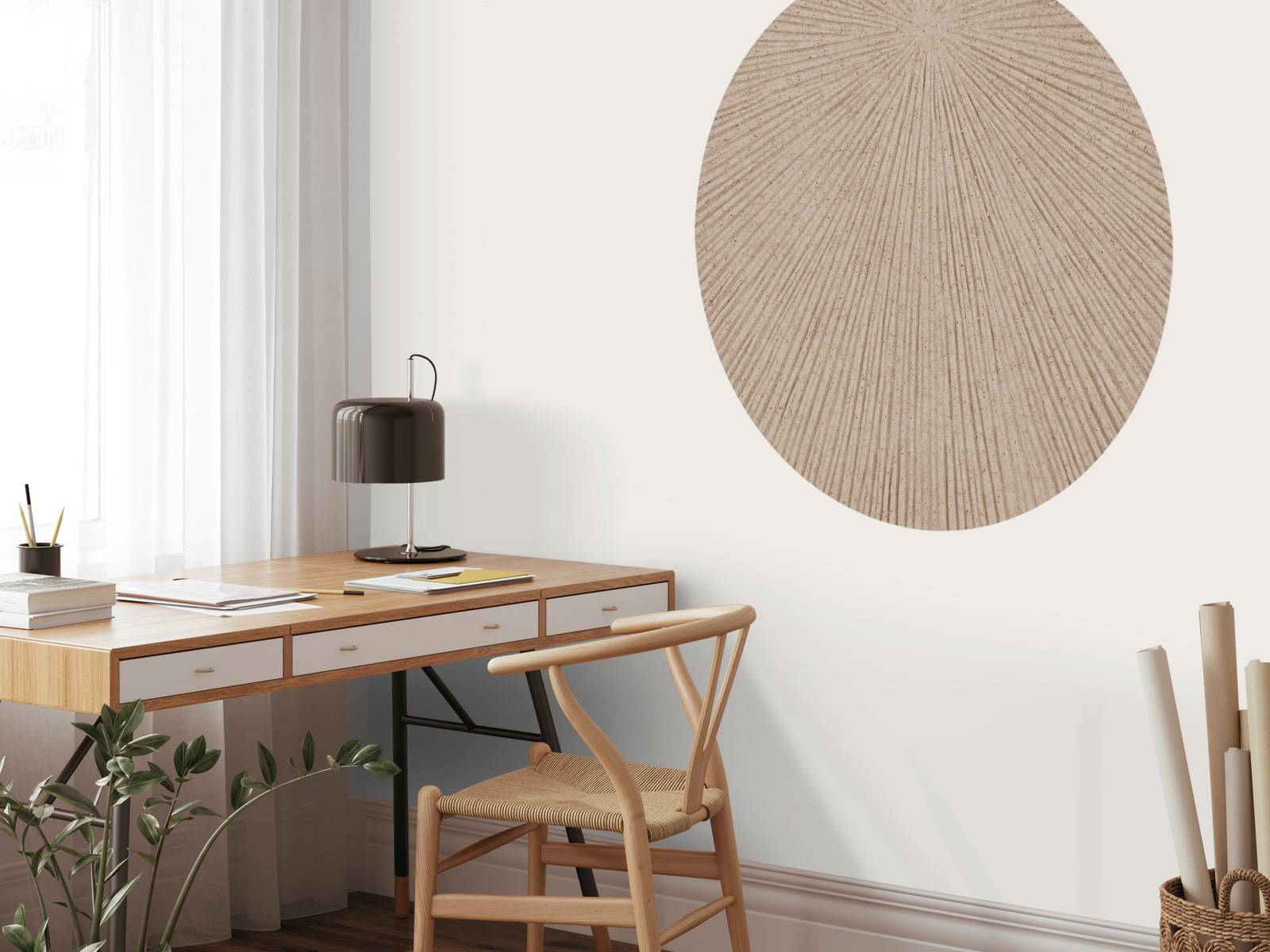 Papier peint intissé marron beige effet bois structure bois géométrique