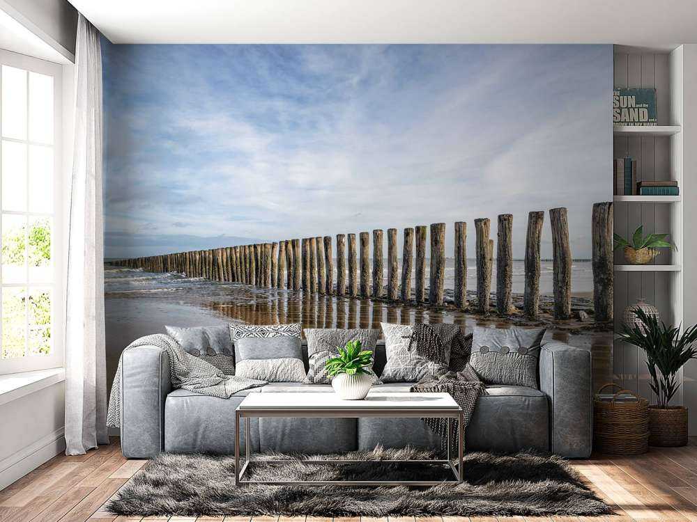 Brise-lames en bois sur la côte près de Cadzand-bad - NL