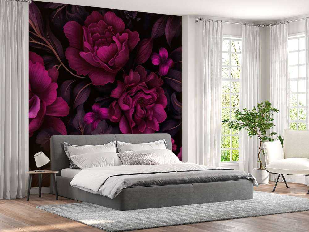 Fleurs en velours sombres et mélancoliques, rose fuchsia