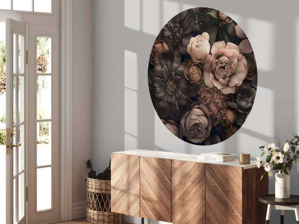 Fleurs baroques opulentes, art botanique sombre, blush et brun