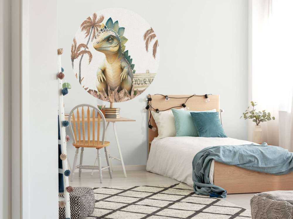 Bébé stégosaure dans la jungle taupe