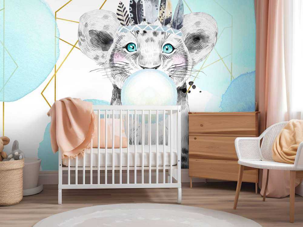 Lionceau indien et bulle de chewing-gum