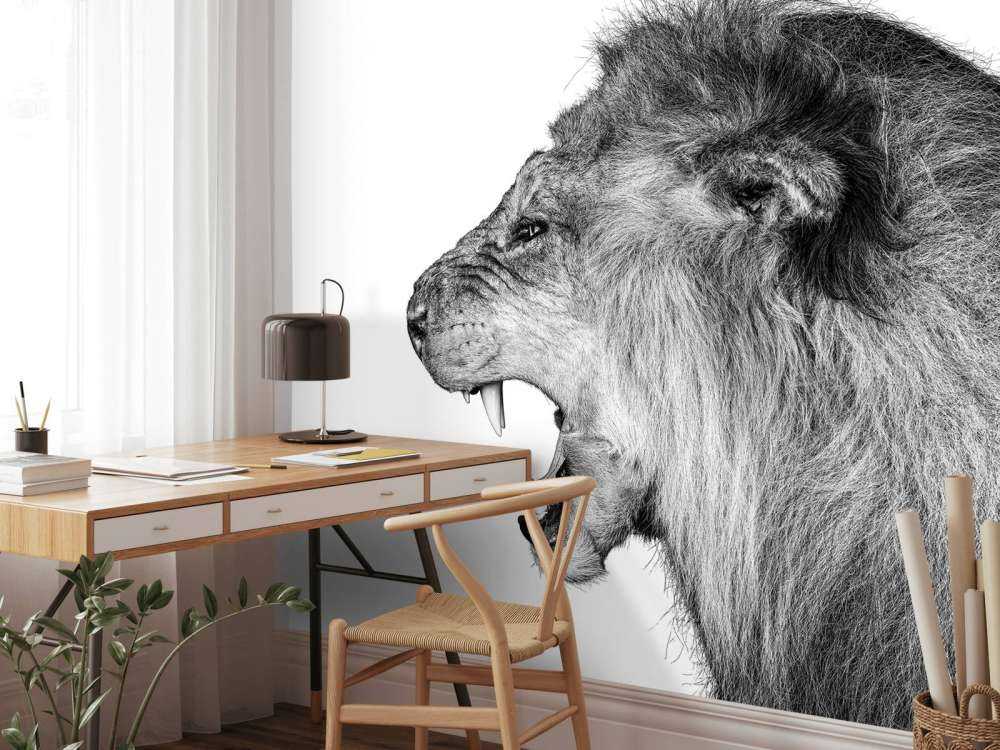 Lion rugissant blanc