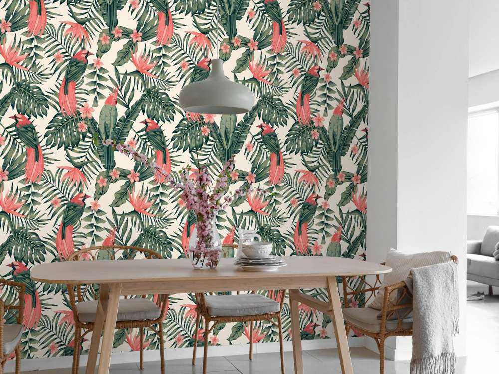 Plantes, fleurs et oiseaux tropicaux