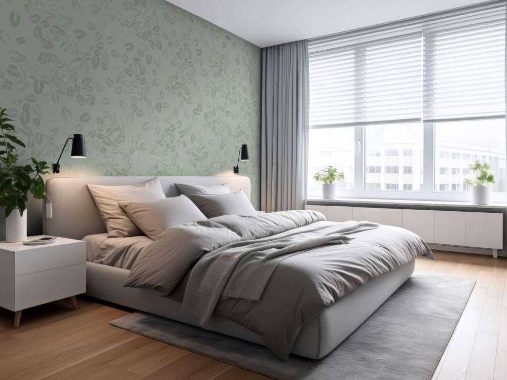 Petites feuilles sur gris vert