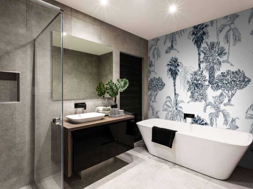 Palmiers et arbres tropicaux bleu canard