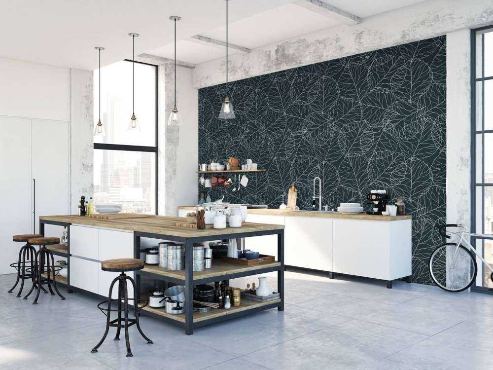 Motif de feuille illustré bleu canard