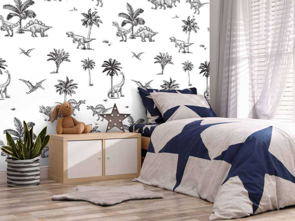 Motif de dinosaures en noir et blanc
